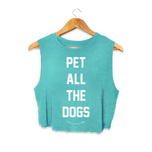 Pet All The Dogs Womens Crop Tank | Puppies Soft Made in USA Dog Lover Gift
