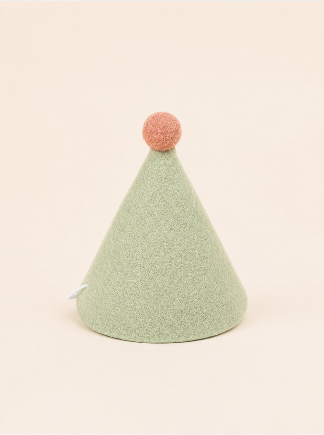 Green felt party hat with a pink pom-pom on top, designed for pets by Southlake Paws.