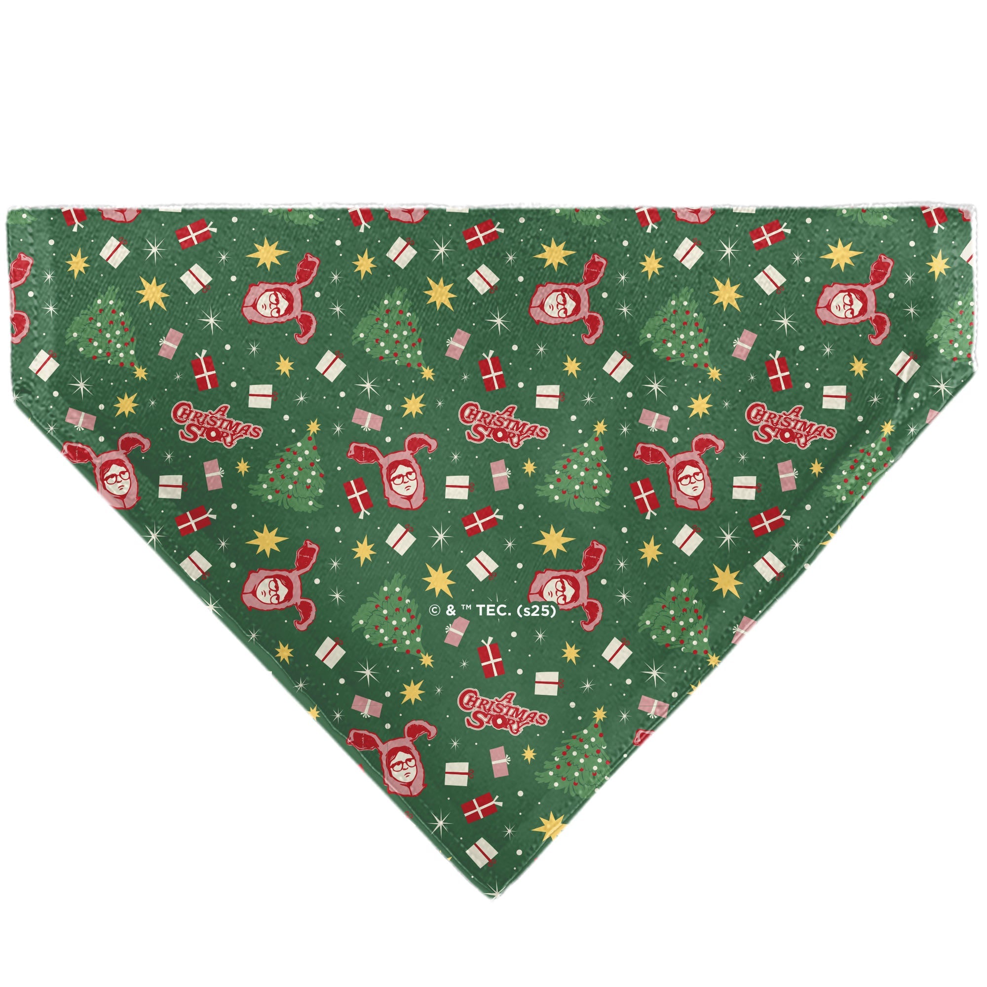 Pet Bandana - A CHRISTMAS STORY Icons and Title Logo Collage Greens/Reds