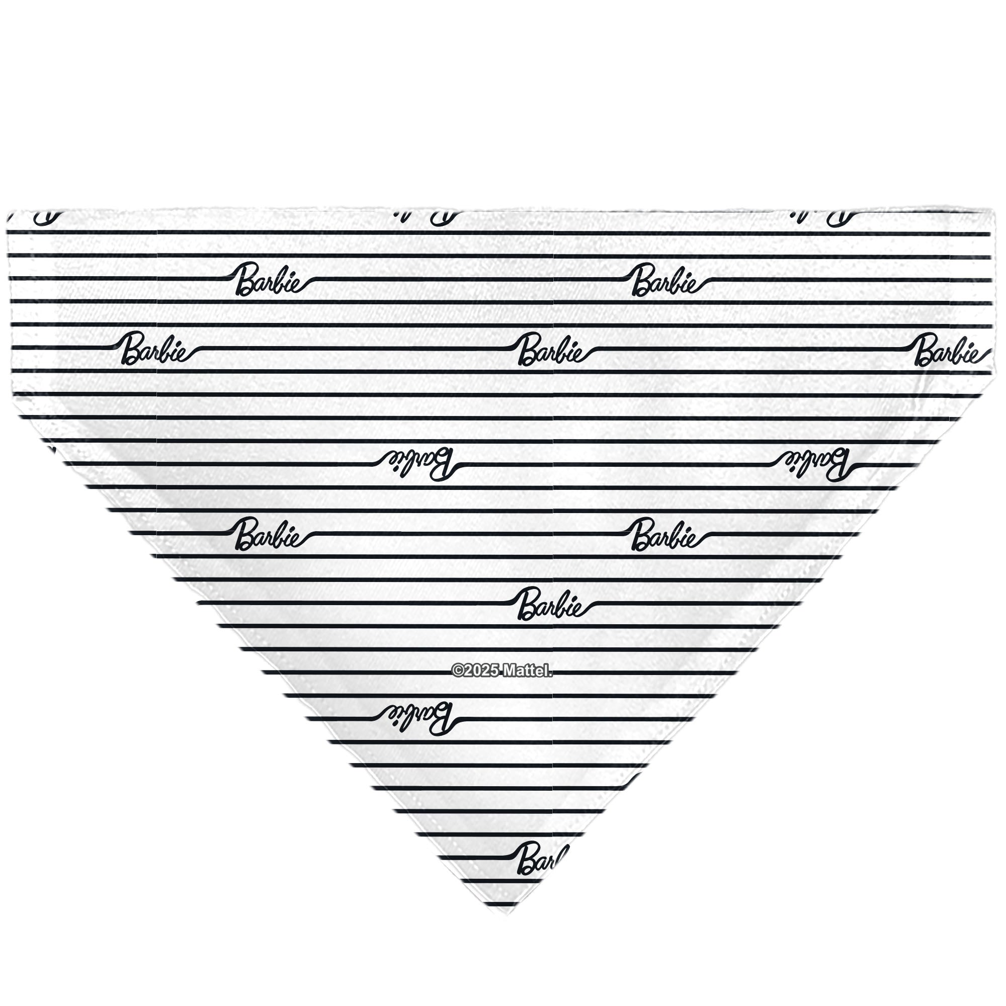 Pet Bandana - BARBIE Script Stripe White/Black