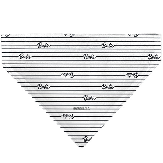 Pet Bandana - BARBIE Script Stripe White/Black