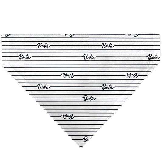 Pet Bandana - BARBIE Script Stripe White/Black