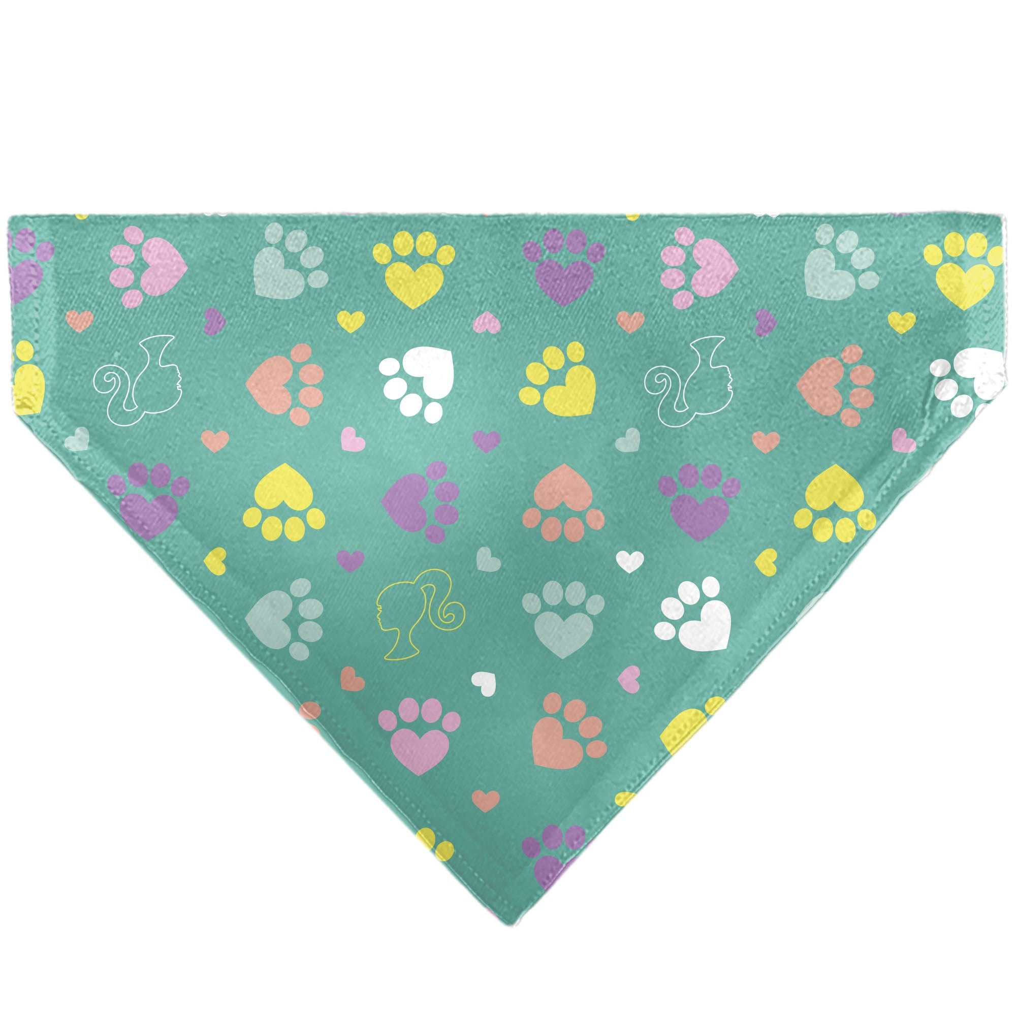Pet Bandana - BARBIE Paw Print Icons and Script Blue/Multi Pastel