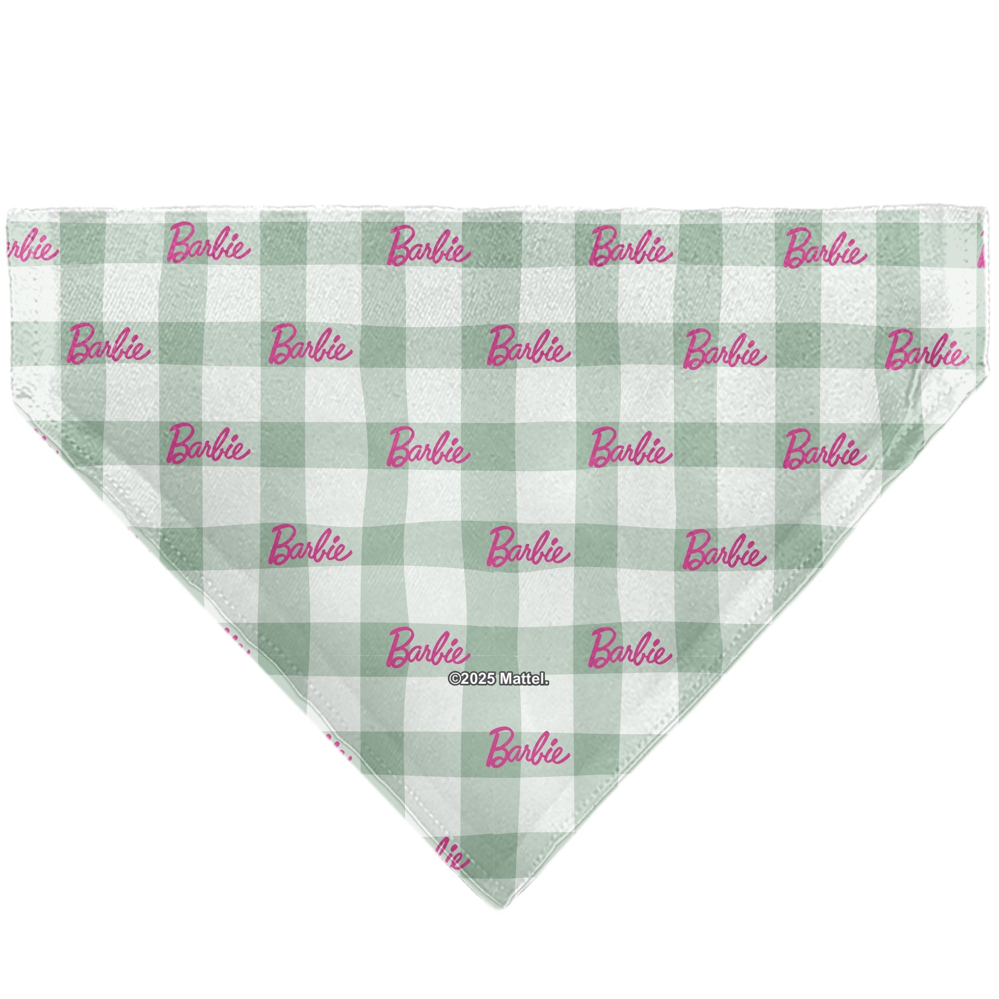 Pet Bandana - BARBIE Script Plaid Beige/Olive/Pink