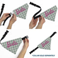 Load image into Gallery viewer, Pet Bandana - BARBIE Script Plaid Beige/Olive/Pink
