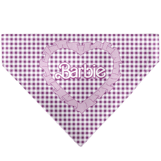 Pet Bandana - BARBIE Heart Text Logo Plaid Pinks