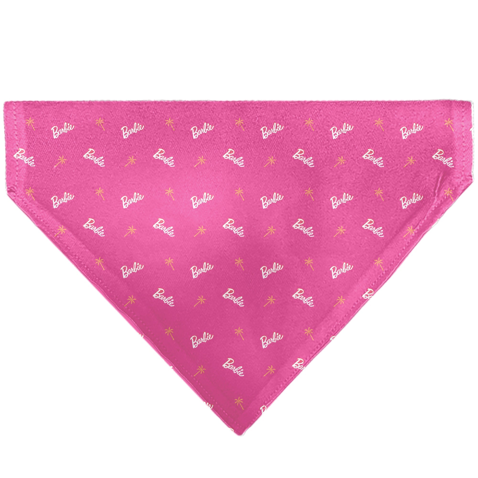 Pet Bandana - BARBIE Script and Palm Tree Icon Pink/White/Orange