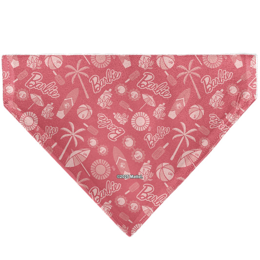 Pet Bandana - Malibu Beach BARBIE Script and Icons Collage Pinks