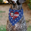 Load image into Gallery viewer, Pet Bandana - Bandana Betty Boop USA Heart Pose Polka Dot/Face Blue/White

