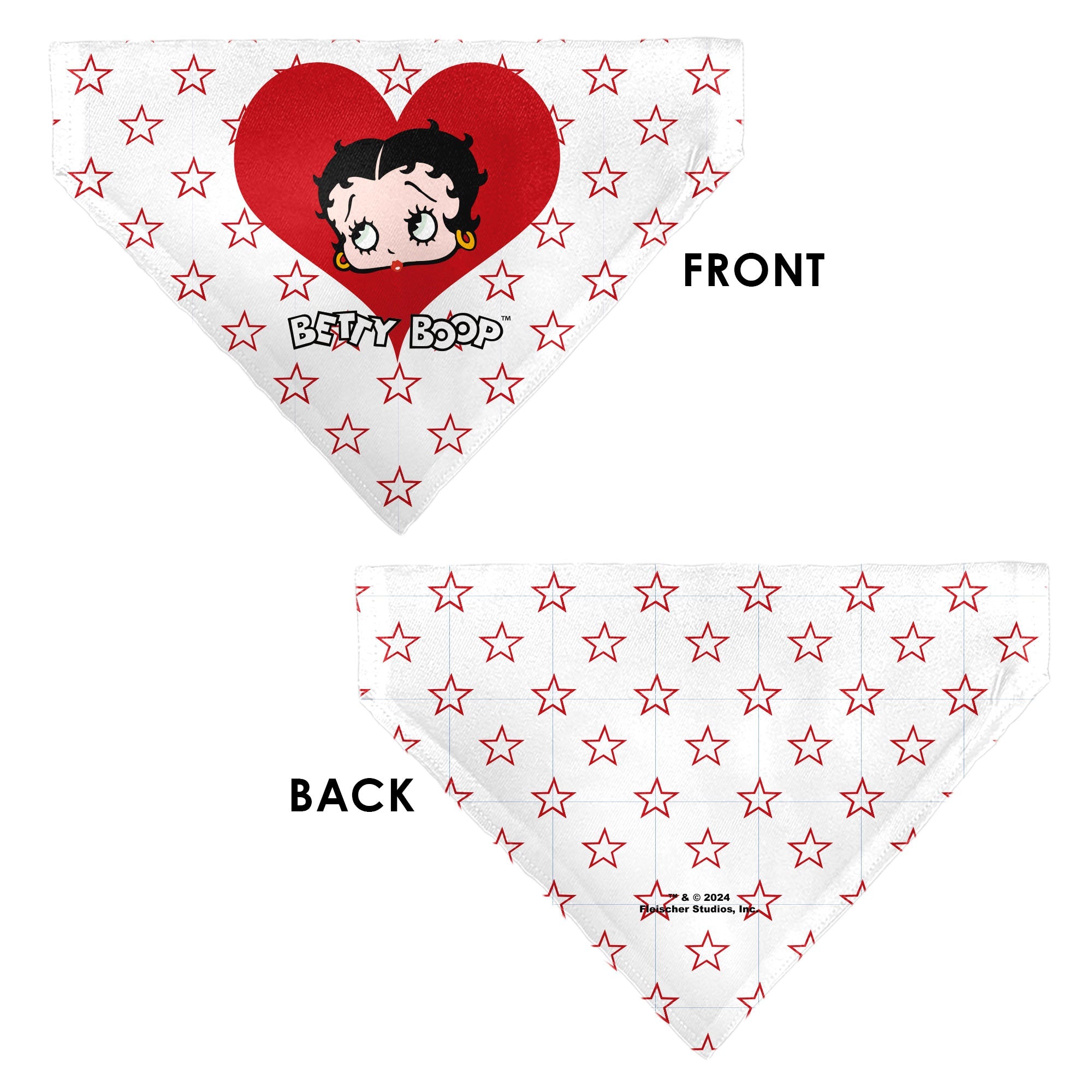 Pet Bandana - Bandana BETTY BOOP Face Heart and Text Stars White/Red