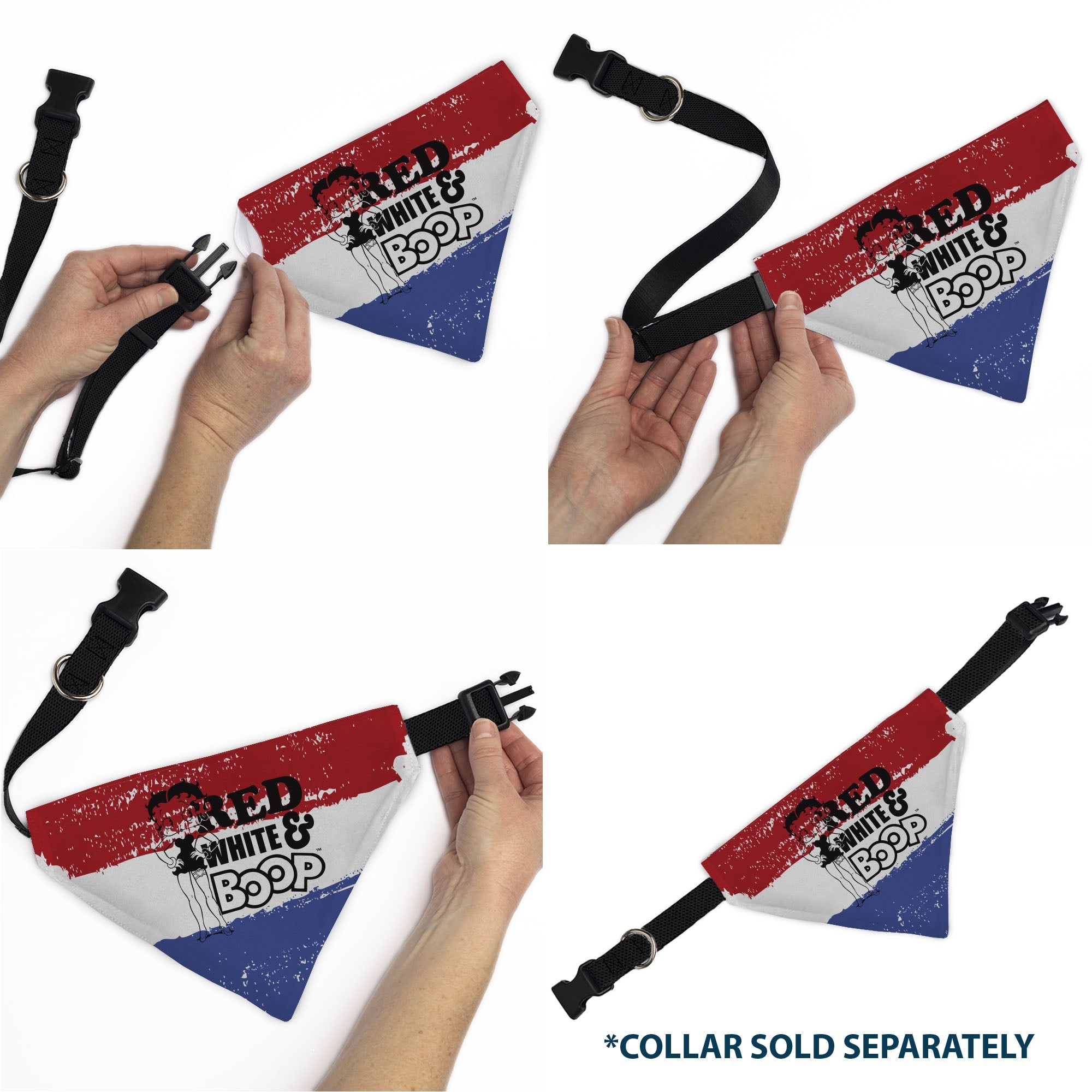 Pet Bandana - Bandana Betty Boop RED WHITE & BOOP Pose Americana Stripe Red/White/Blue/Black