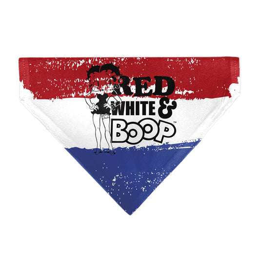 Pet Bandana - Bandana Betty Boop RED WHITE & BOOP Pose Americana Stripe Red/White/Blue/Black
