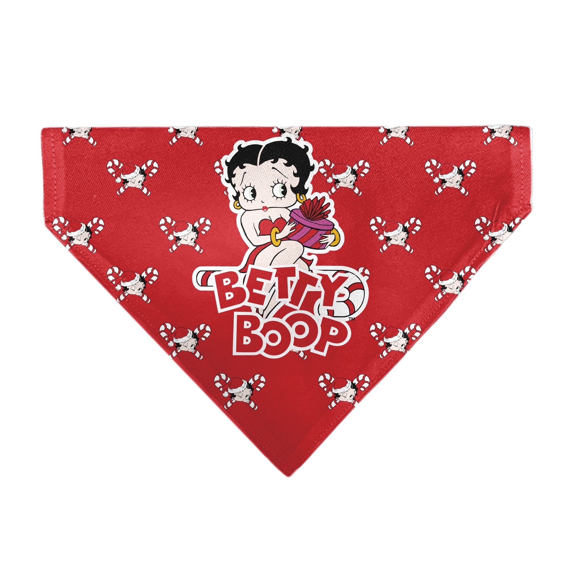 Pet Bandana - Bandana BETTY BOOP Holiday Gift Pose and Santa Betty  Winking Icon Red