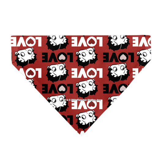 Pet Bandana - Betty Boop LOVE Text and Face Red/Black/White