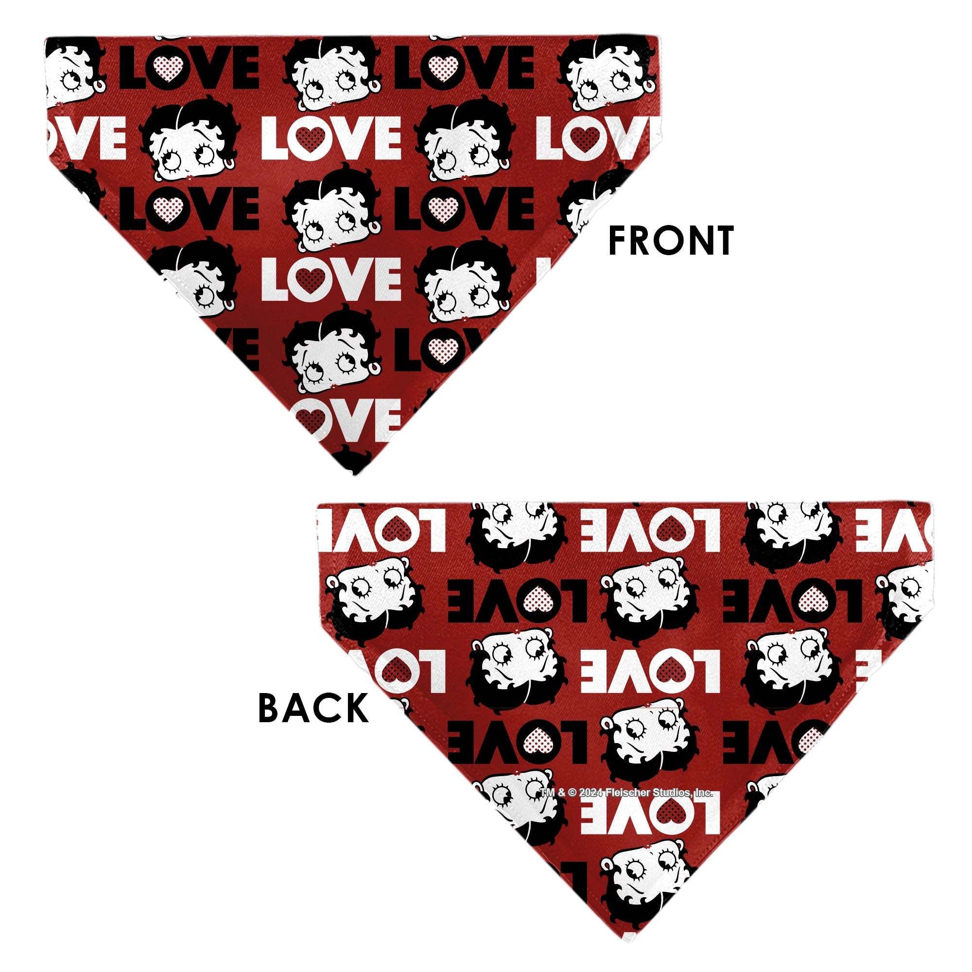 Pet Bandana - Betty Boop LOVE Text and Face Red/Black/White