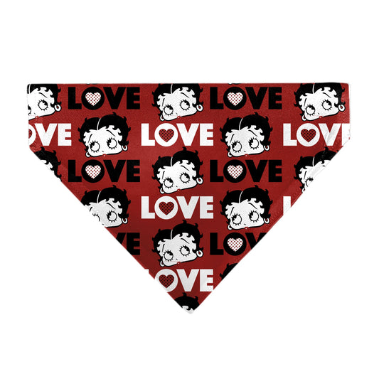 Pet Bandana - Betty Boop LOVE Text and Face Red/Black/White