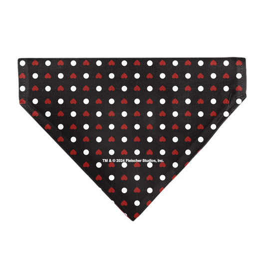 Pet Bandana - Betty Boop Hands on Knees Pose Heart Polka Dot Black/Red/White