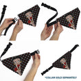 Load image into Gallery viewer, Pet Bandana - Betty Boop Hands on Knees Pose Heart Polka Dot Black/Red/White
