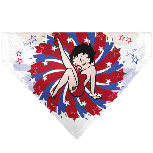 Pet Bandana - Betty Boop Americana Leg Kick Pose White/Red/Blue