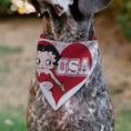 Load image into Gallery viewer, Pet Bandana - Betty Boop USA Heart Pose and Stars White/Red
