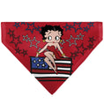 Load image into Gallery viewer, Pet Bandana - Betty Boops Americana Stars and Stripes Pose Reds/White/Blue
