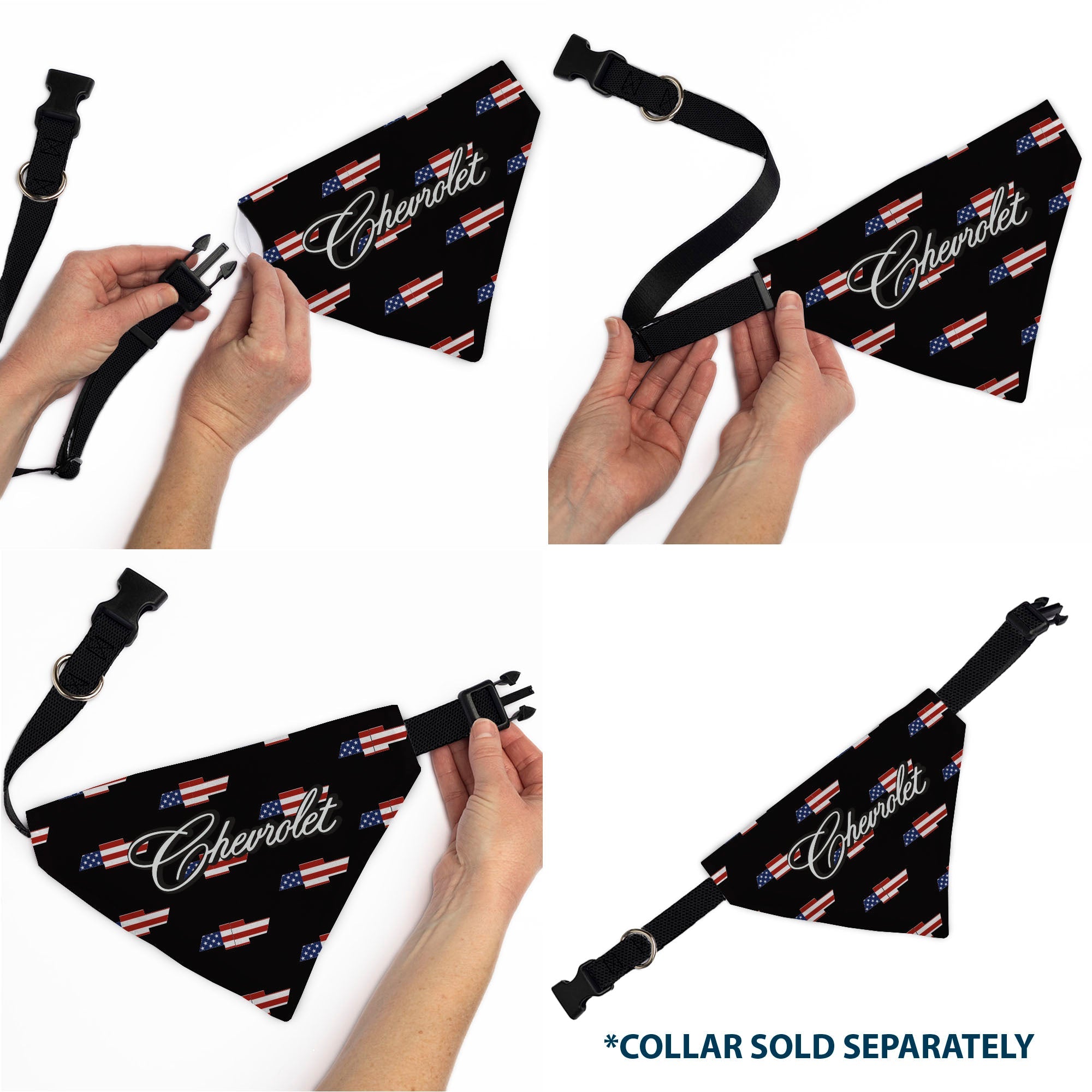 Pet Bandana - CHEVROLET Script and Americana Bowtie Repeat Black