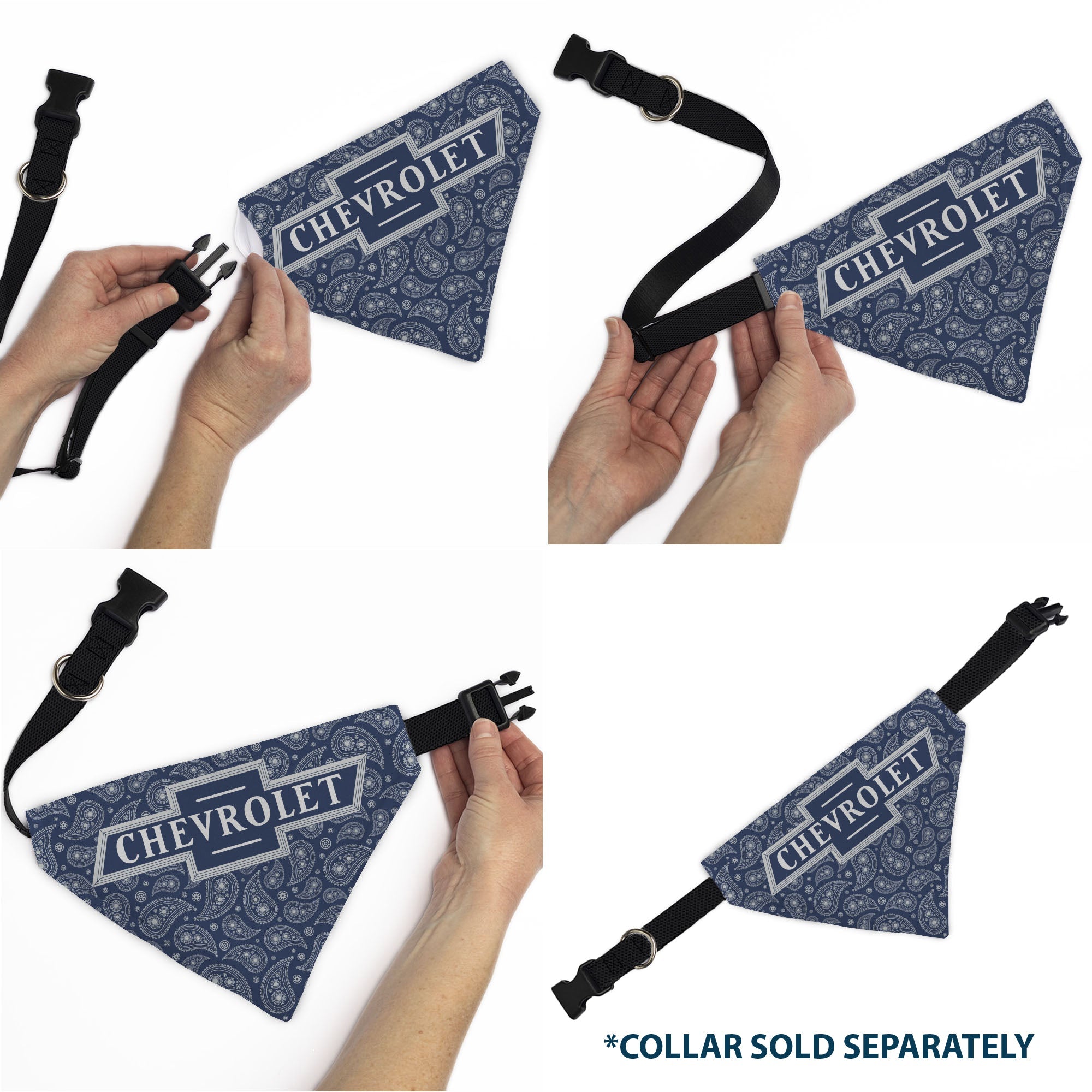Pet Bandana - CHEVROLET 1940 Bowtie Text Logo Paisley Blue/White