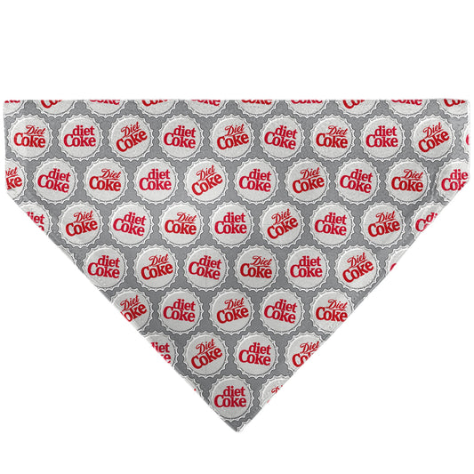Pet Bandana - DIET COKE Bottle Caps Scattered Grays/White/Red