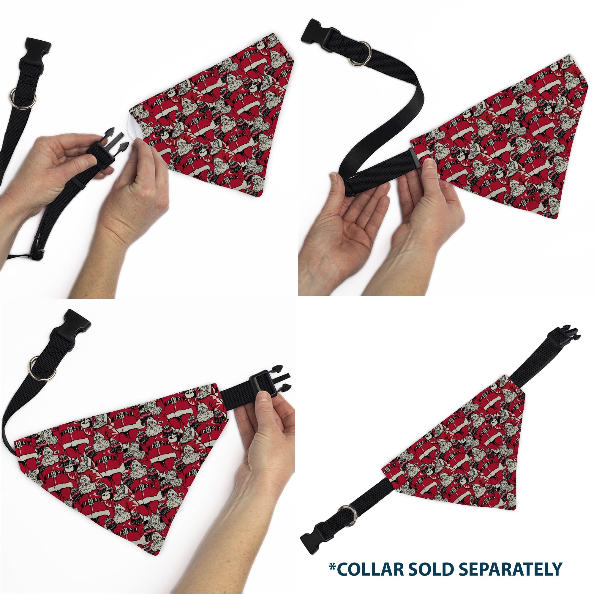 Pet Bandana - Coca-Cola Santa Claus Holiday Poses Stacked Red