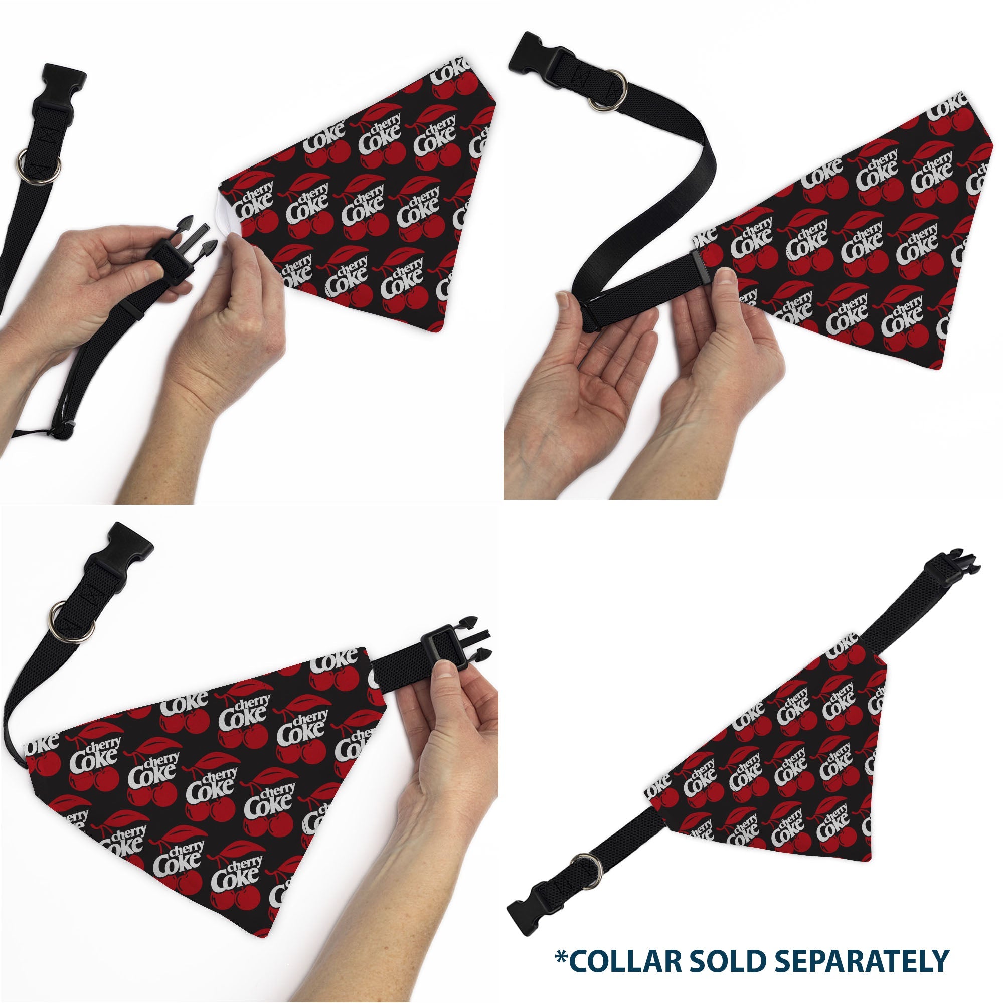 Pet Bandana - CHERRY COKE and Cherries Logo Collage Black/Red/White
