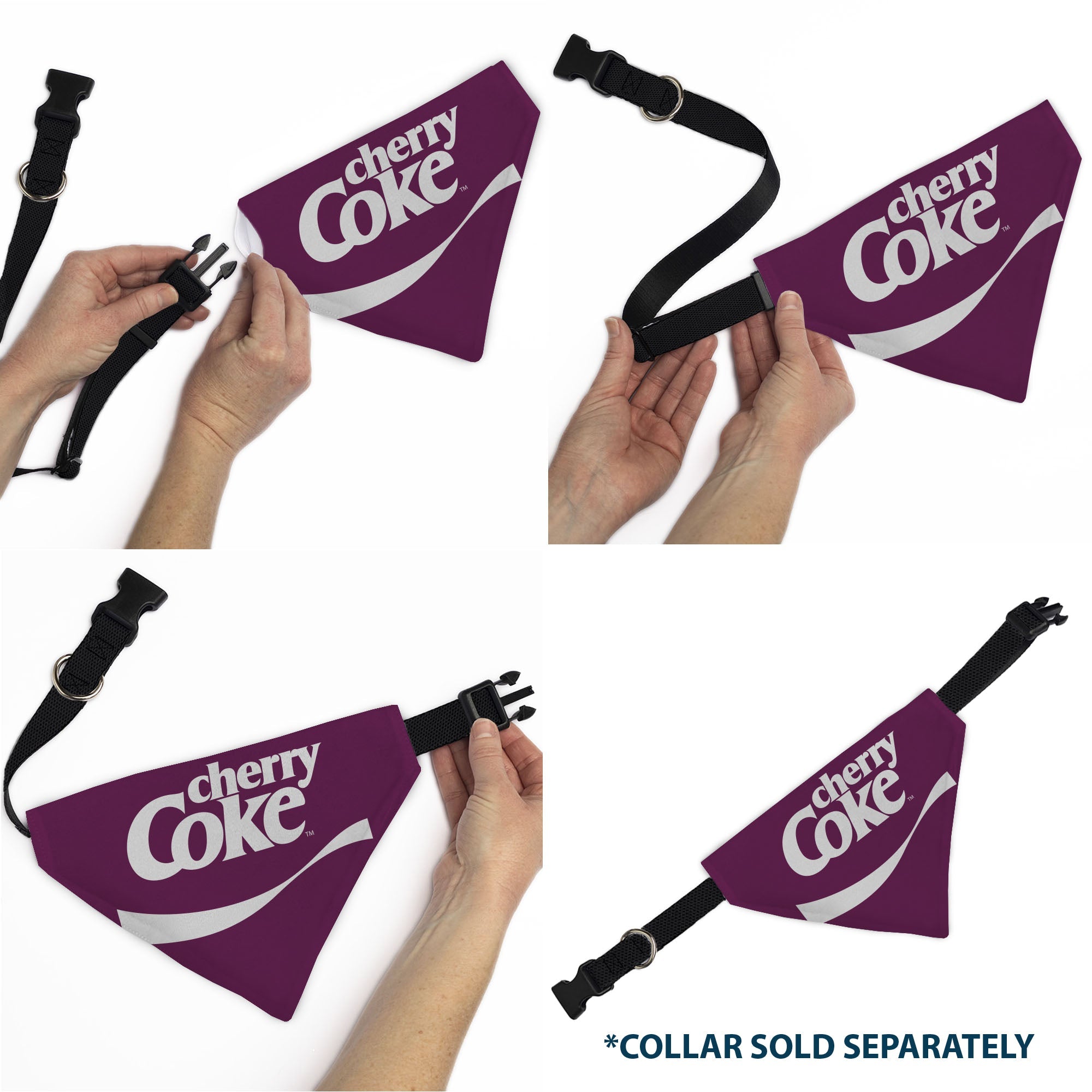 Pet Bandana - CHERRY COKE Wave Logo Burgundy/White