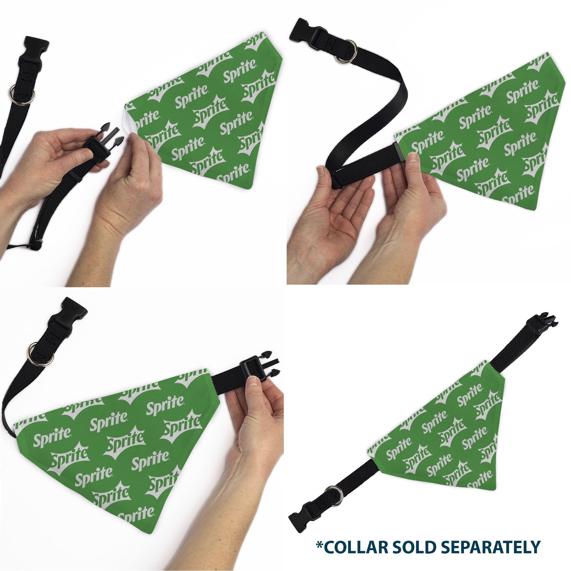 Pet Bandana - SPRITE Logo Repeat Green/White