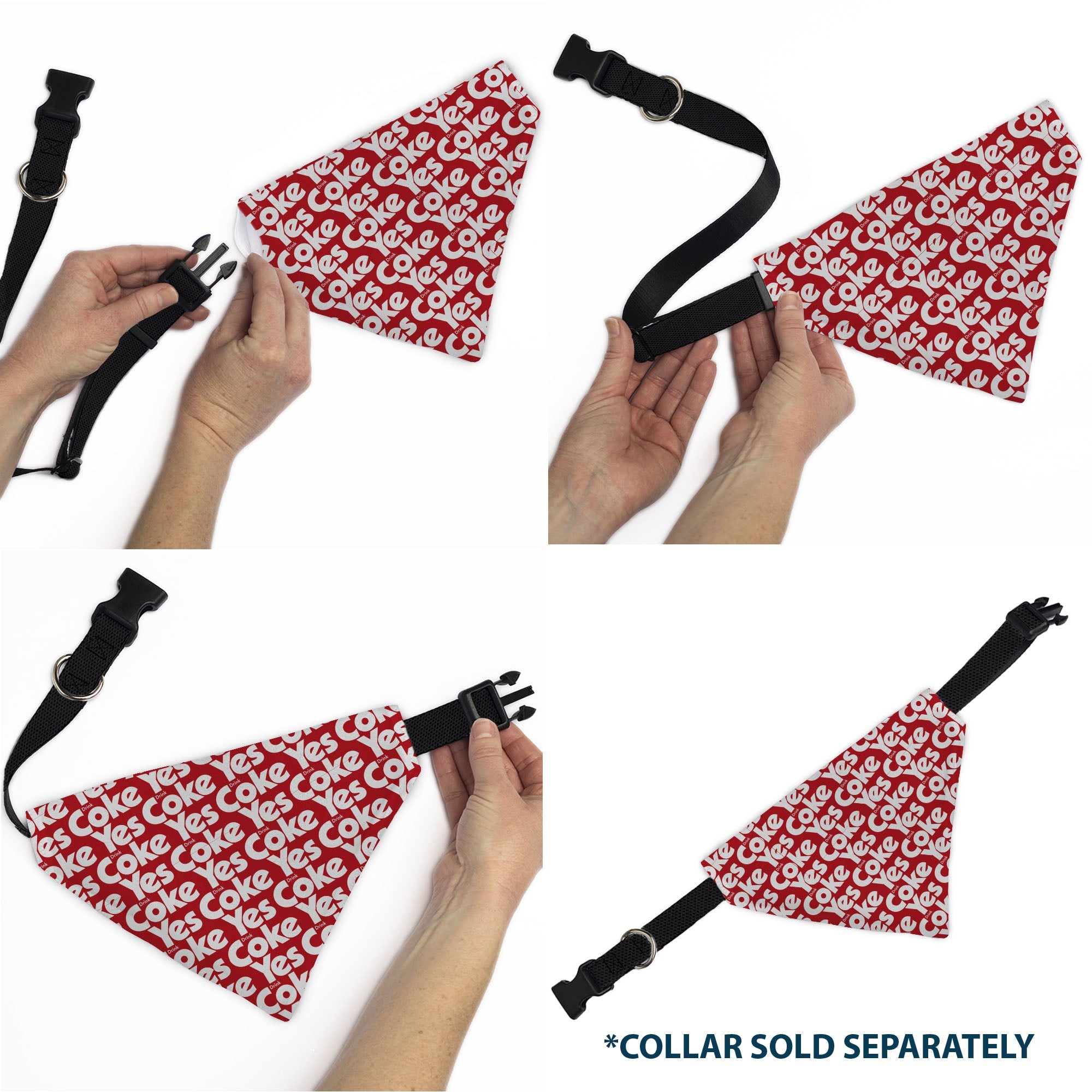 Pet Bandana - Coca-Cola YES COKE YES Text Collage Red/White