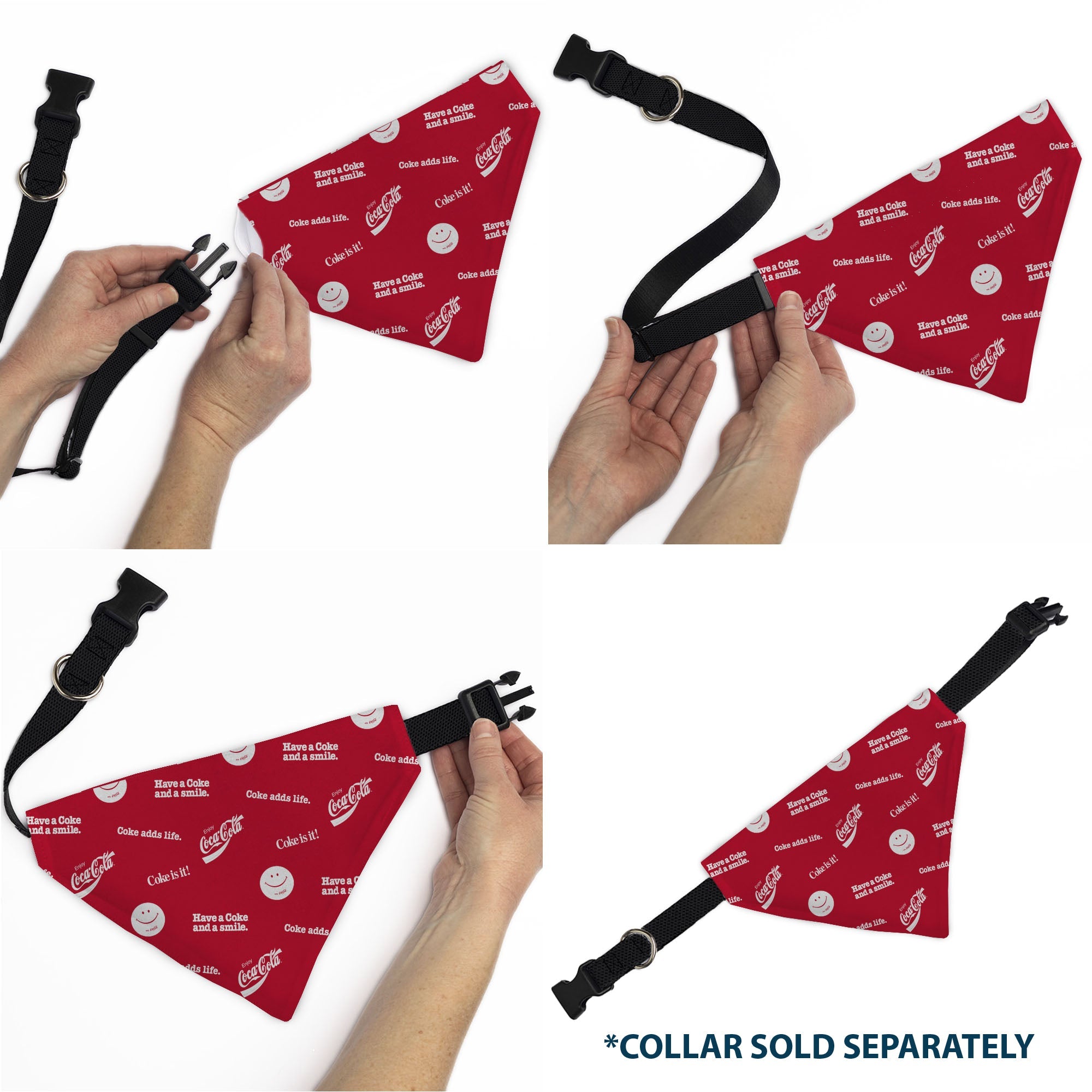 Pet Bandana - COCA-COLA Coke Quotes Scattered Red/White