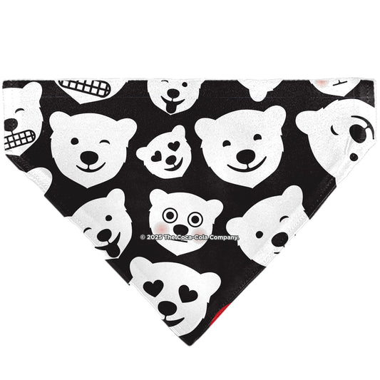 Pet Bandana - Coca-Cola Polar Bear Expressions Scattered Black/White