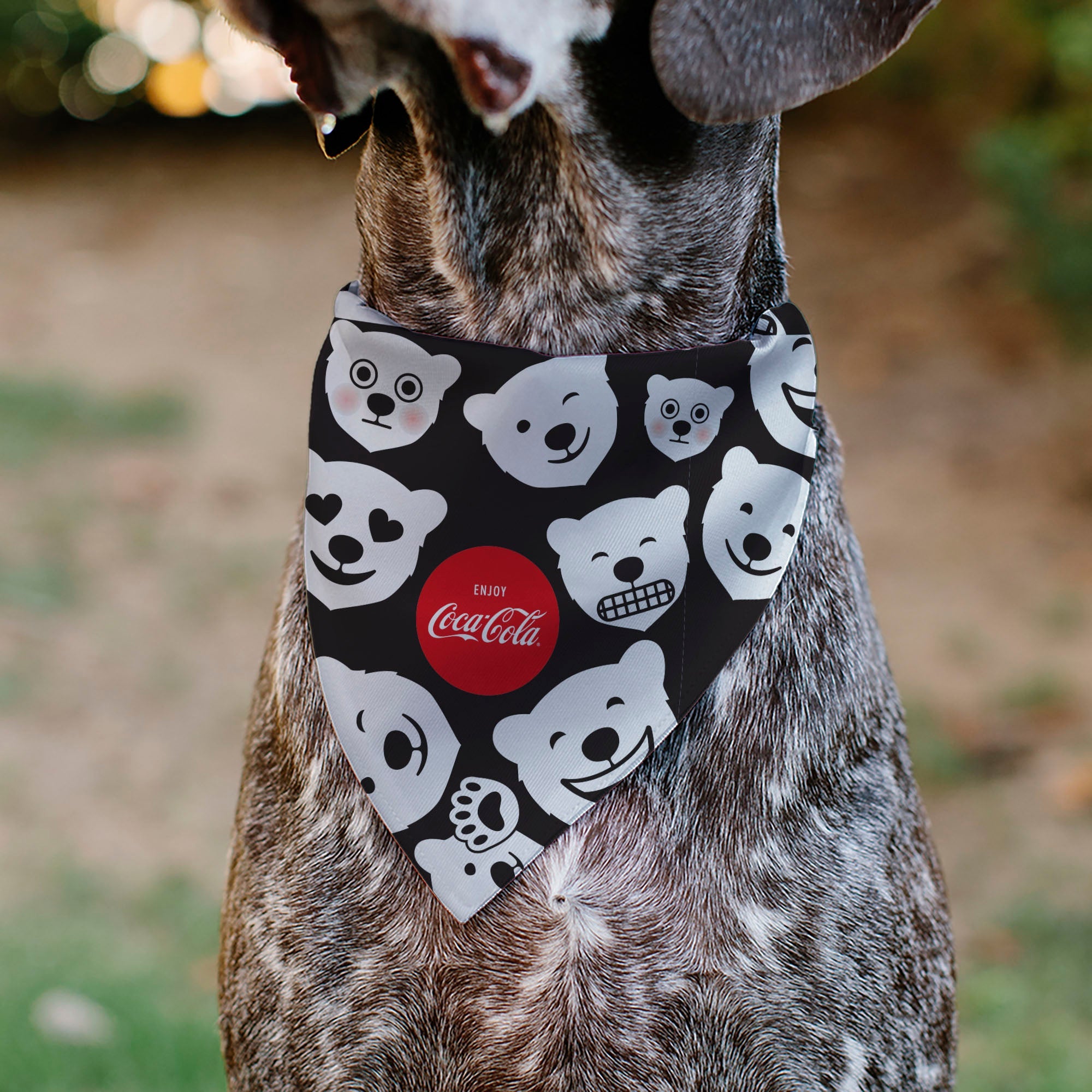 Pet Bandana - Coca-Cola Polar Bear Expressions Scattered Black/White