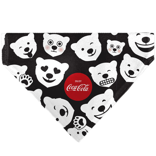 Pet Bandana - Coca-Cola Polar Bear Expressions Scattered Black/White