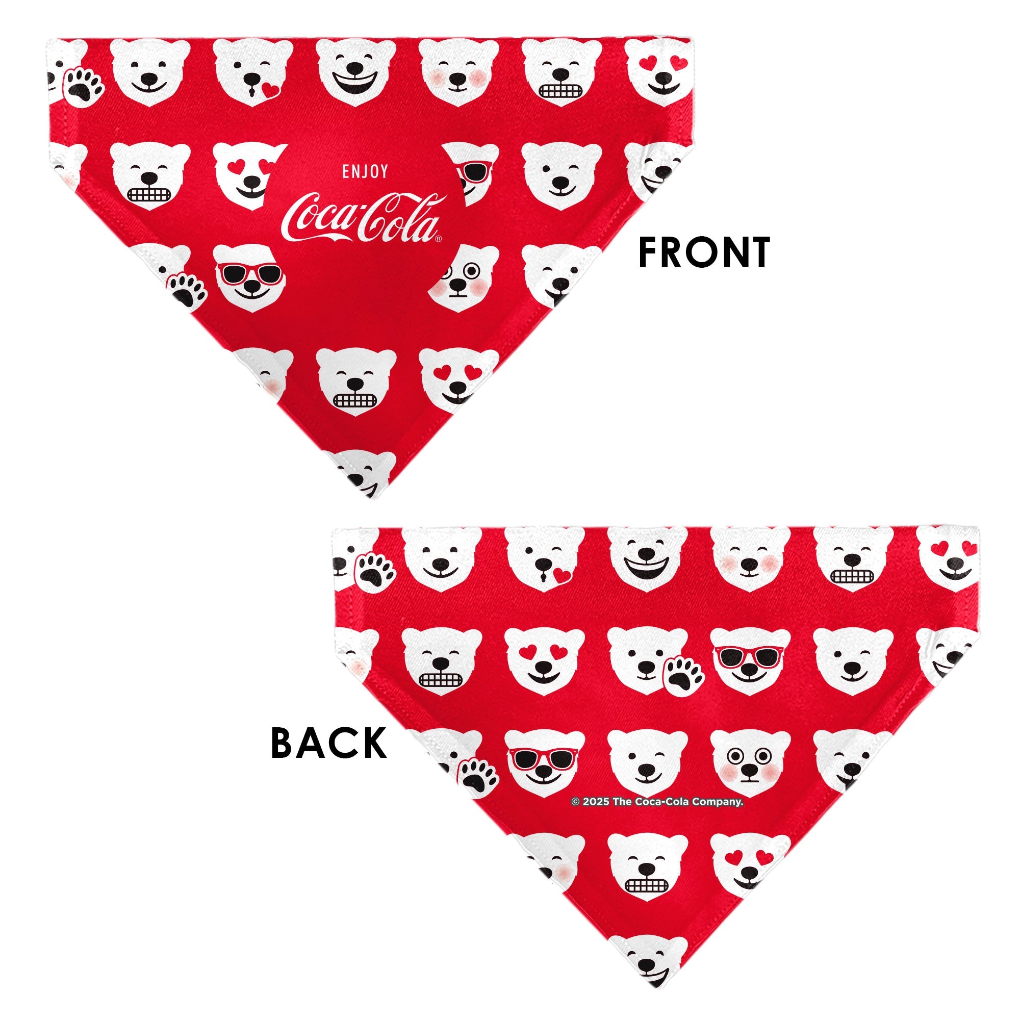 Pet Bandana - ENJOY COCA-COLA Logo and Polar Bear Expressions Red/White