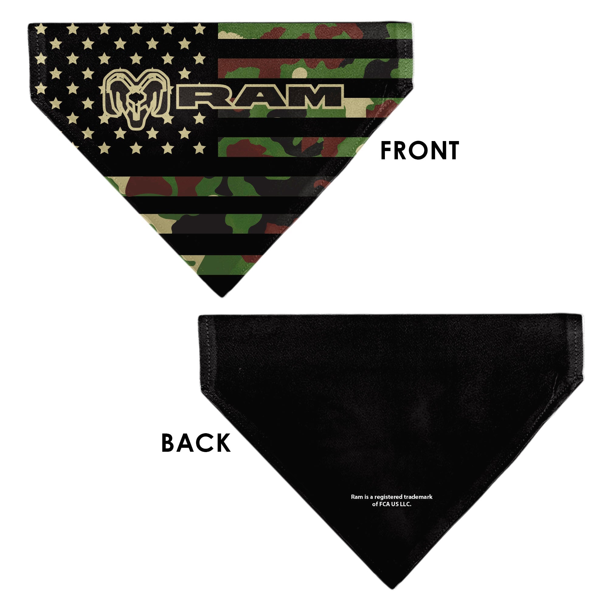 Pet Bandana - RAM Americana Stars and Stripes Black/Camo Olive