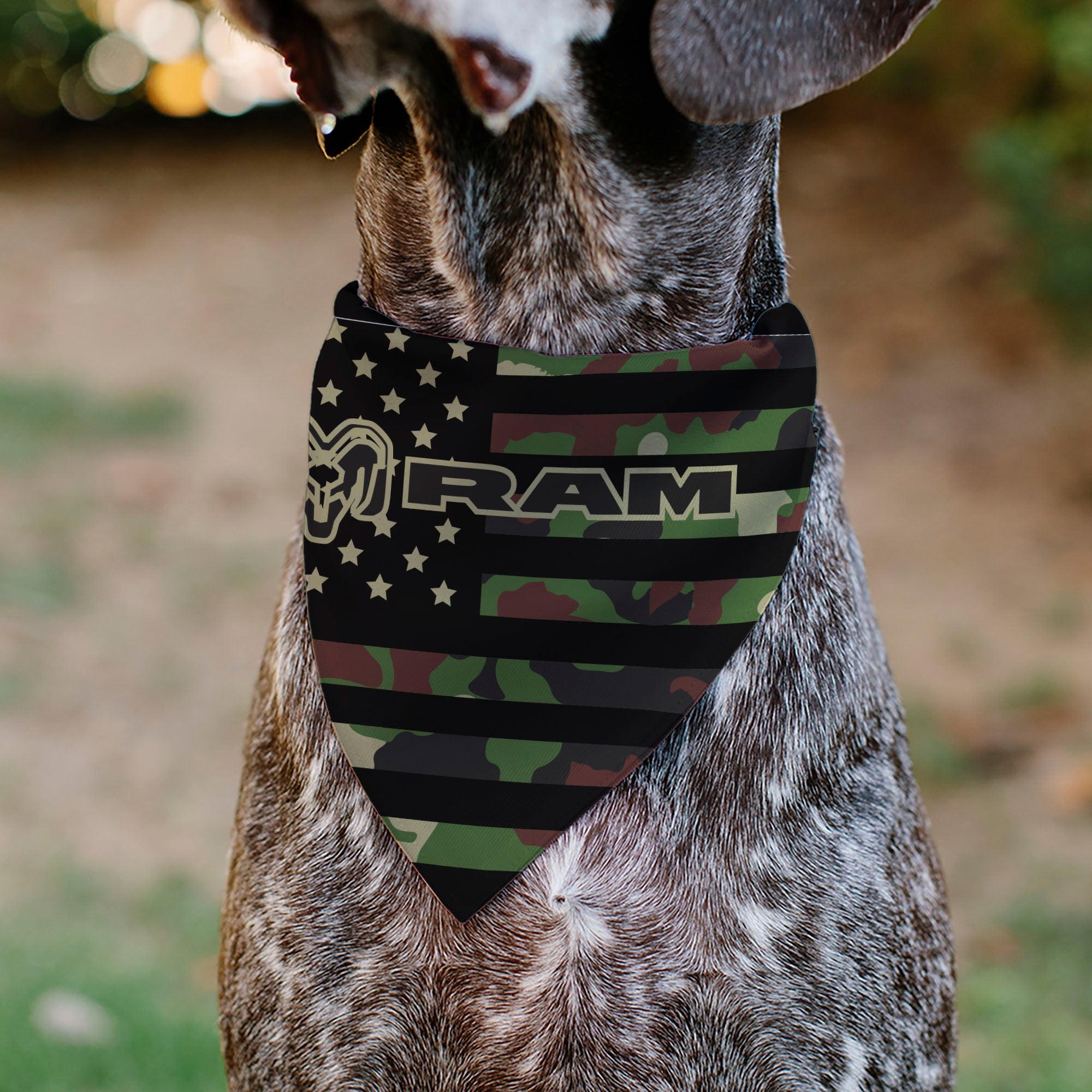 Pet Bandana - RAM Americana Stars and Stripes Black/Camo Olive
