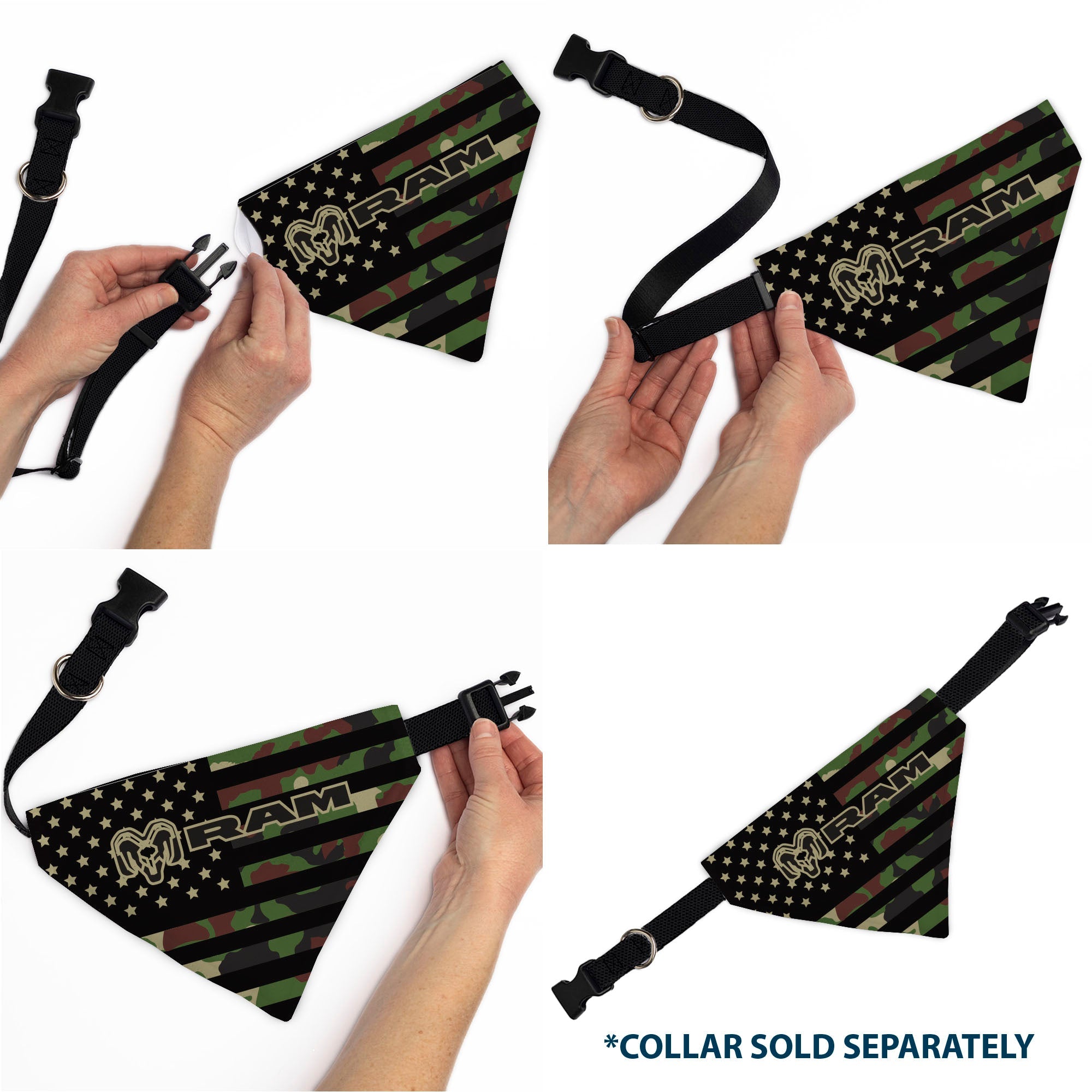 Pet Bandana - RAM Americana Stars and Stripes Black/Camo Olive