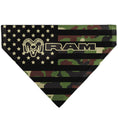 Load image into Gallery viewer, Pet Bandana - RAM Americana Stars and Stripes Black/Camo Olive
