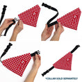 Load image into Gallery viewer, Pet Bandana - MINNIE MOUSE Autograph Script Polka Dot Red/White
