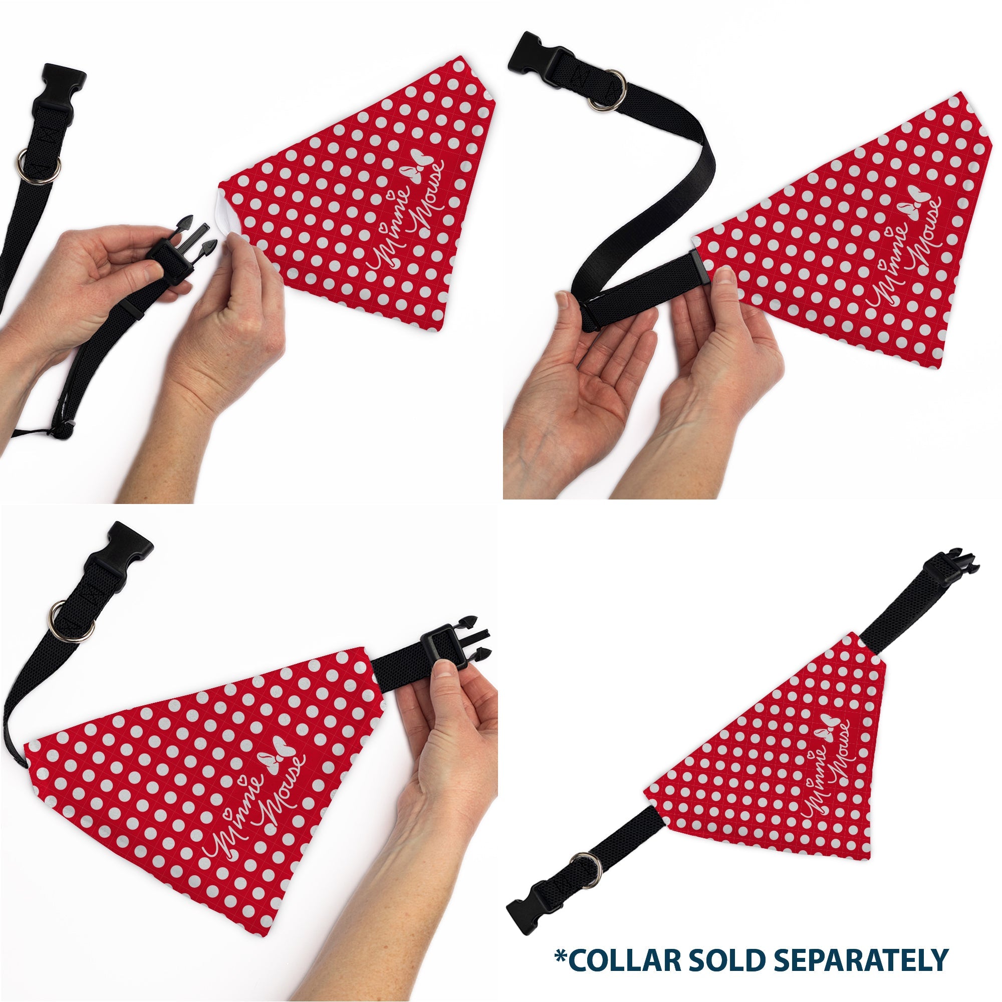 Pet Bandana - MINNIE MOUSE Autograph Script Polka Dot Red/White