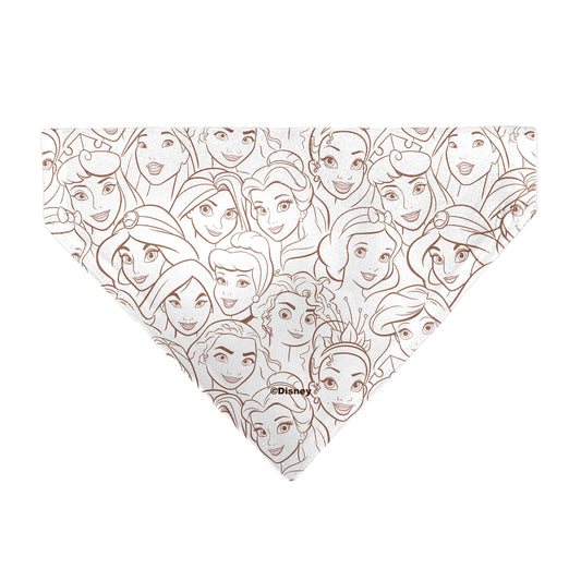 Pet Bandana - Disney Princess Faces Stacked White/Brown