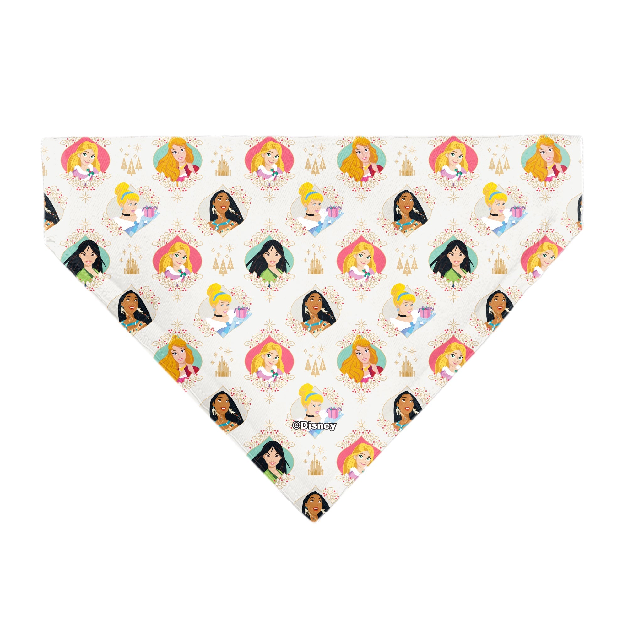 Pet Bandana - Disney Holiday Princess Poses and Icons Beige/Tan/Red