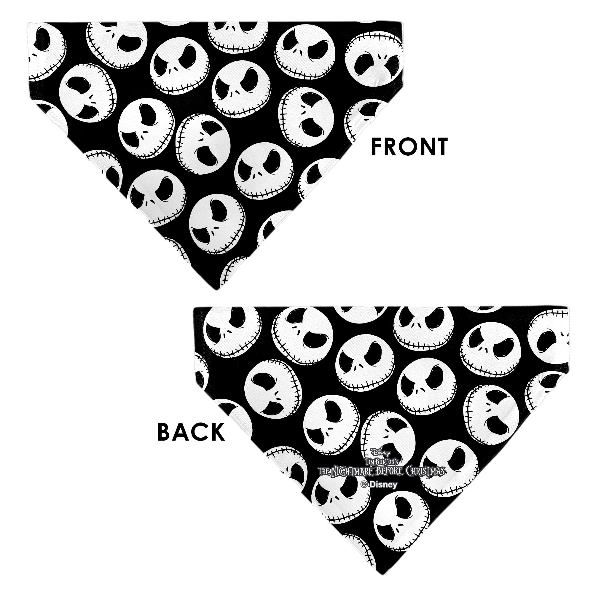 Pet Bandana - The Nightmare Before Christmas Jack Expressions Scattered Black/White