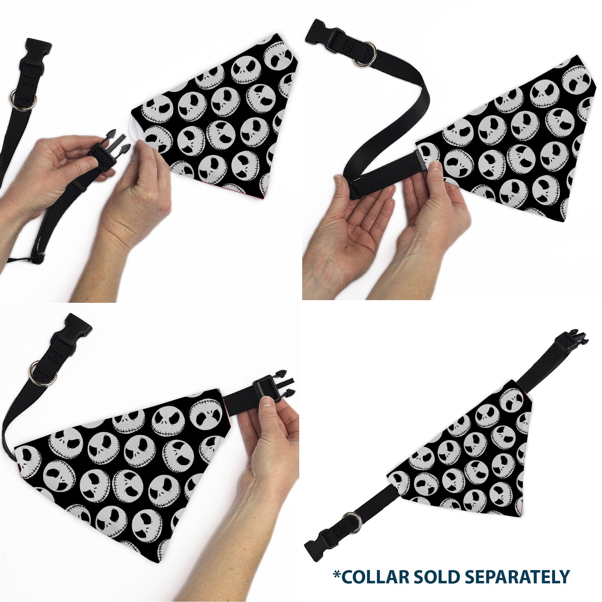 Pet Bandana - The Nightmare Before Christmas Jack Expressions Scattered Black/White