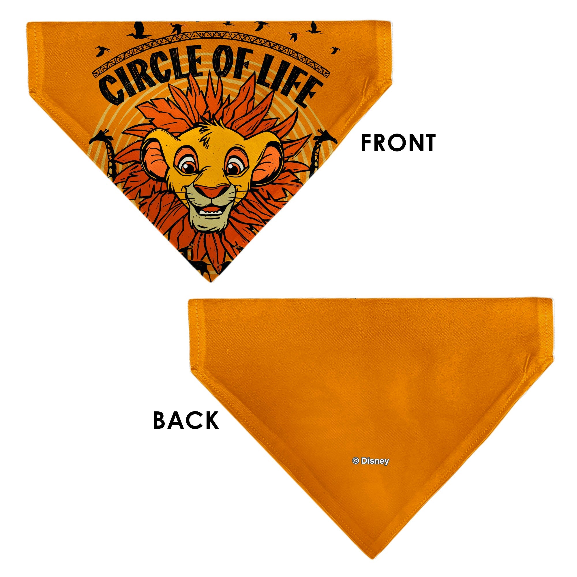 Pet Bandana - The Lion King Young Simba CIRCLE OF LIFE Pose Oranges/Black