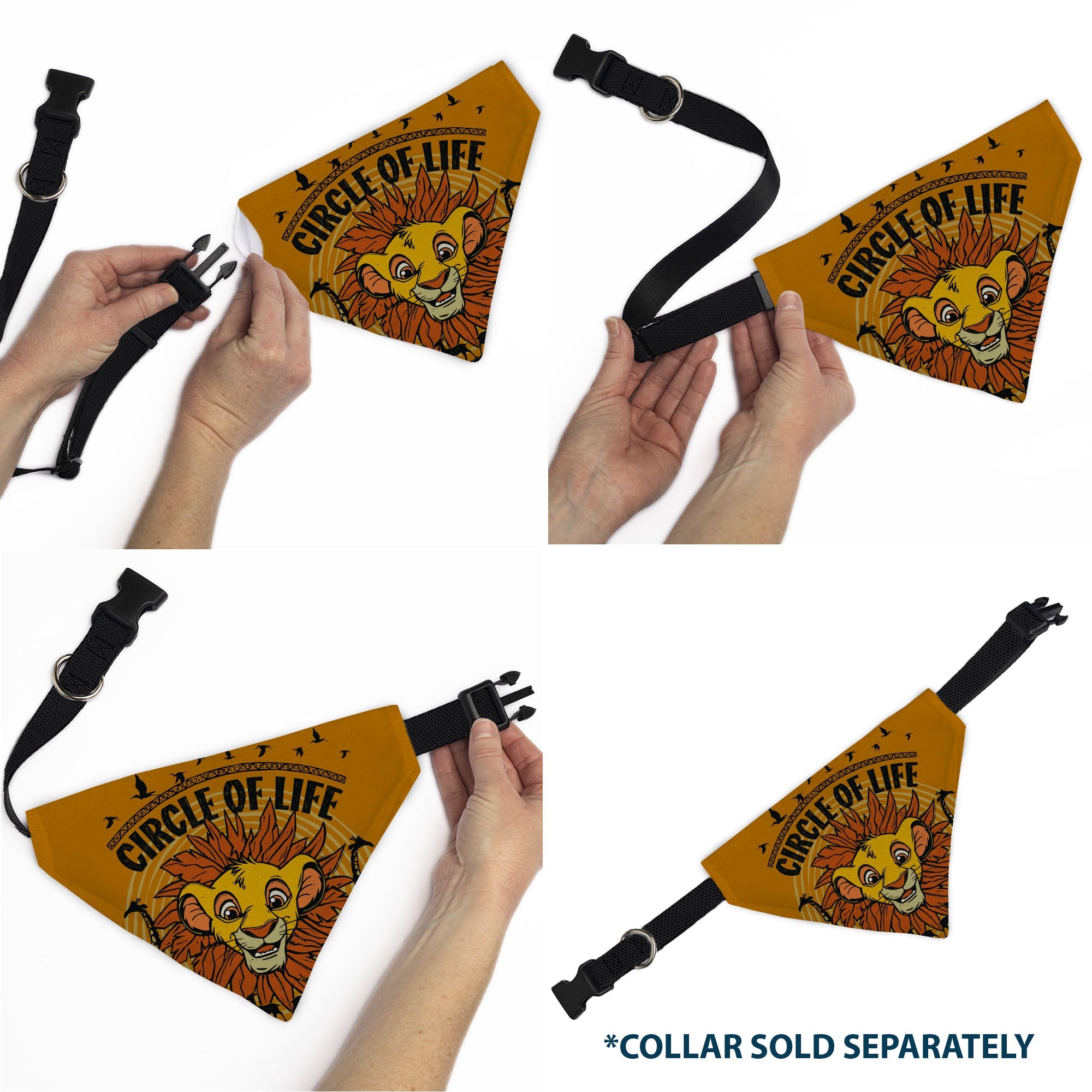 Pet Bandana - The Lion King Young Simba CIRCLE OF LIFE Pose Oranges/Black